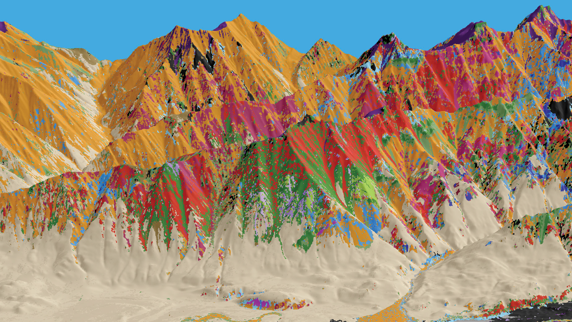 Mountain with mineral mapping overlay